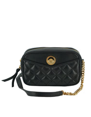 Bolsa tiracolo pequena de couro preta elegante Versace