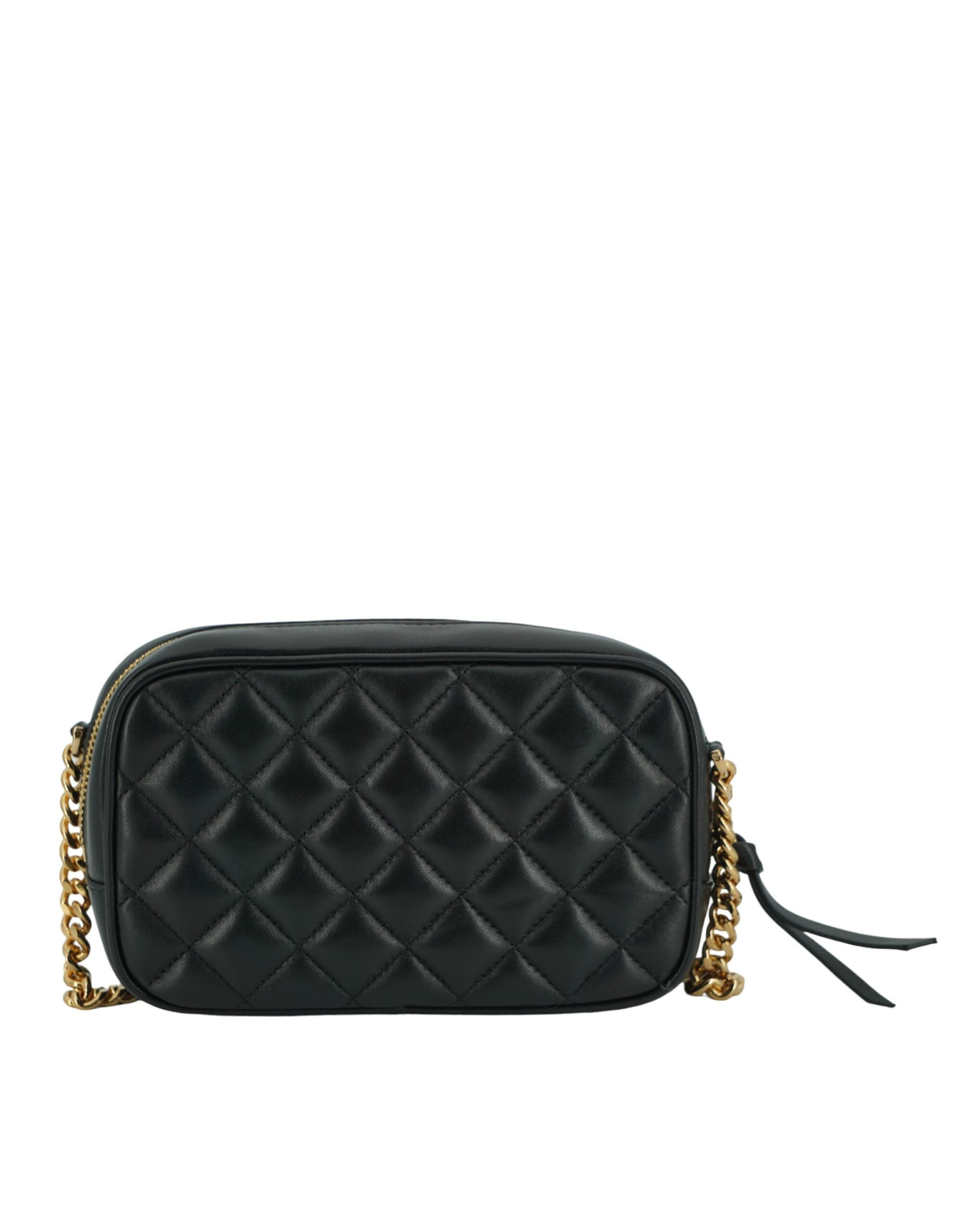 Bolsa tiracolo pequena de couro preta elegante Versace