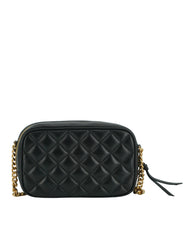 Bolsa tiracolo pequena de couro preta elegante Versace