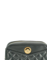 Bolsa tiracolo pequena de couro preta elegante Versace