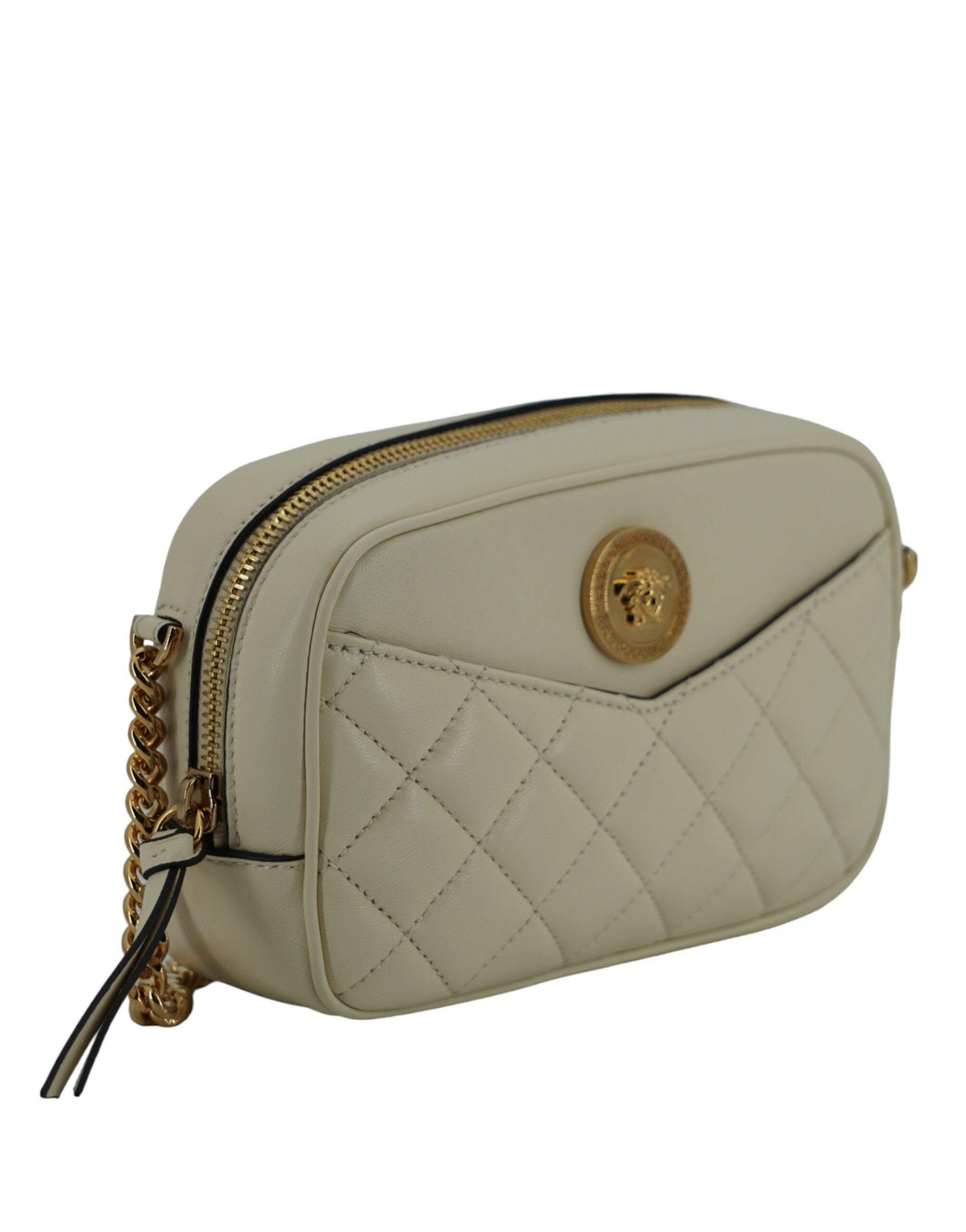 Bolsa para câmera Versace Elegant White Leather Lamb