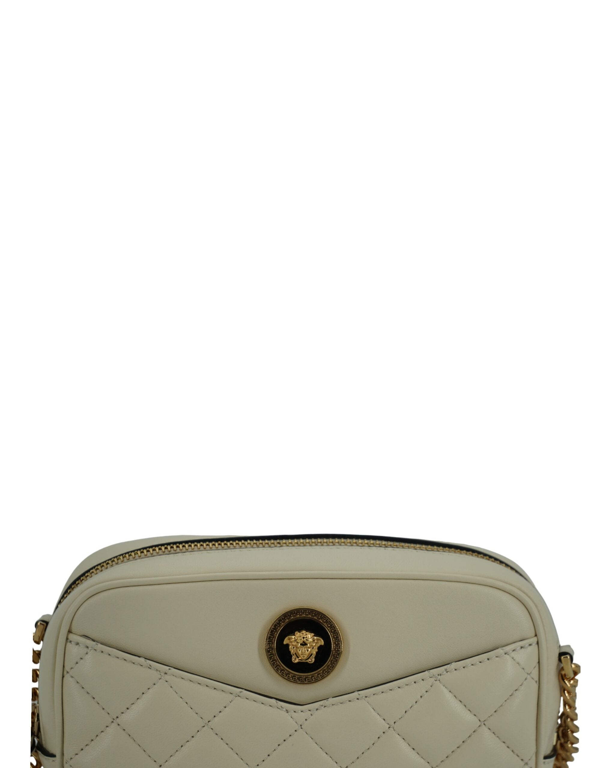Bolsa para câmera Versace Elegant White Leather Lamb