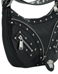 Bolsa de ombro Versace Elegante em couro preto Hobo