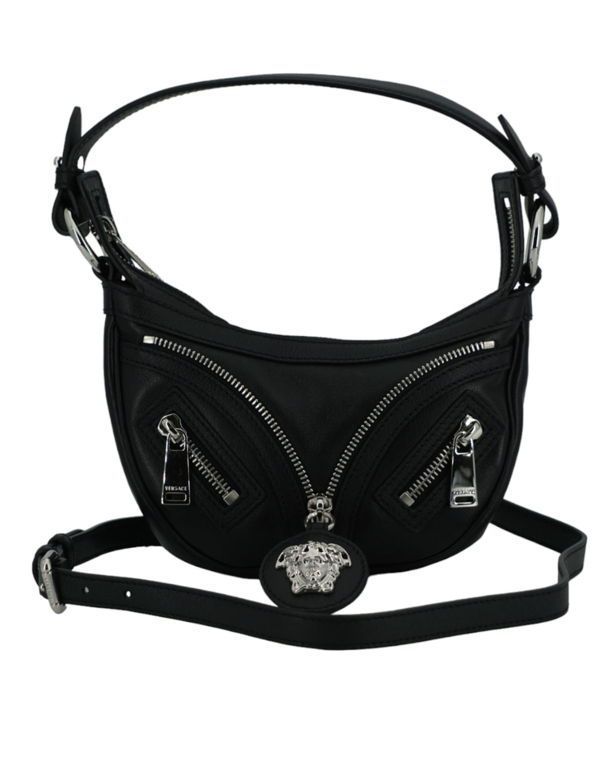 Bolsa de ombro Versace Elegant Mini Hobo Preta