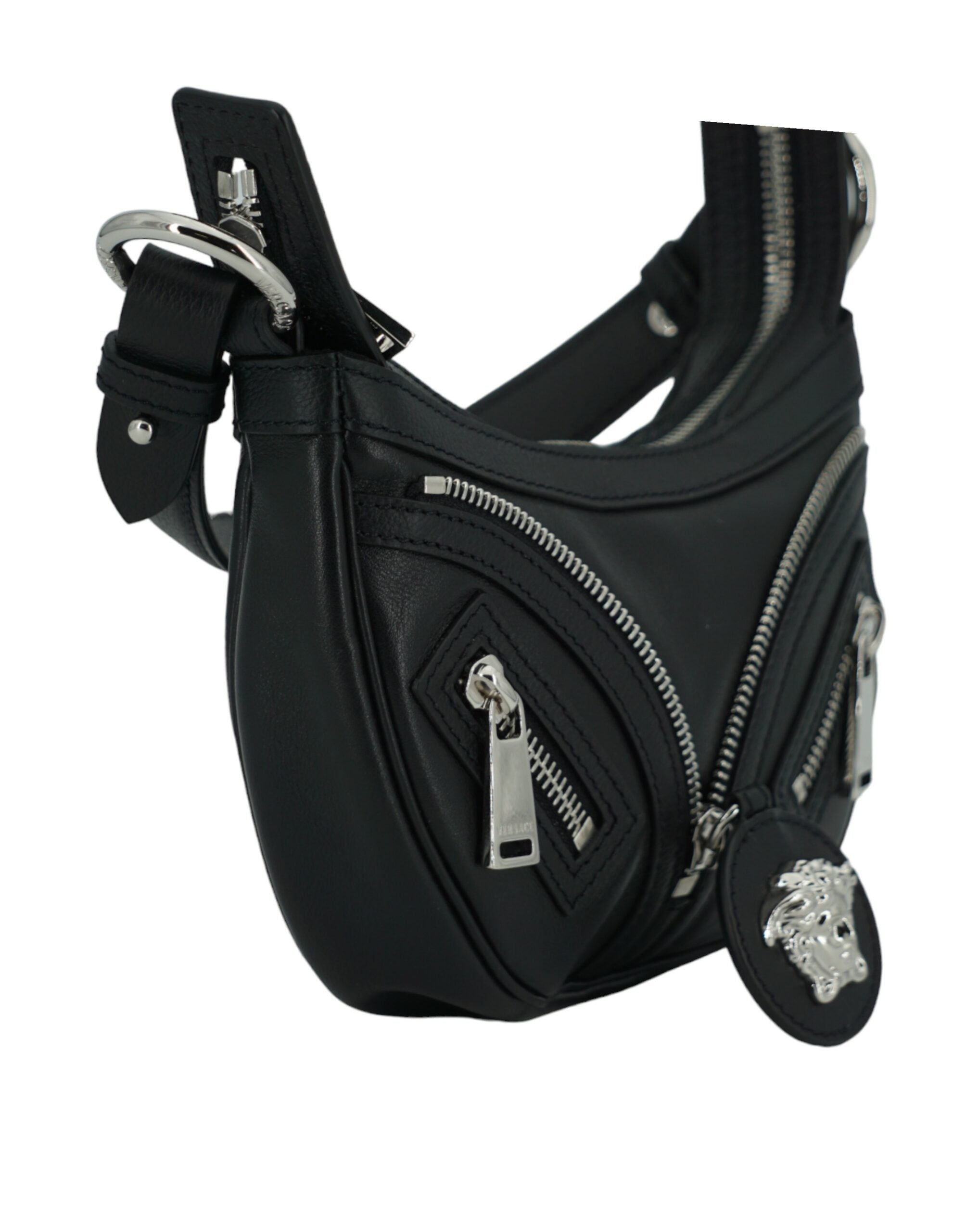 Bolsa de ombro Versace Elegant Mini Hobo Preta