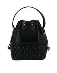 Bolsa de ombro Versace Elegant Medusa em couro preto