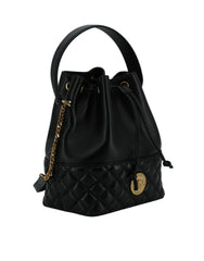 Bolsa de ombro Versace Elegant Medusa em couro preto