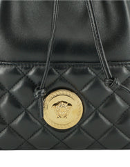 Bolsa de ombro Versace Elegant Medusa em couro preto