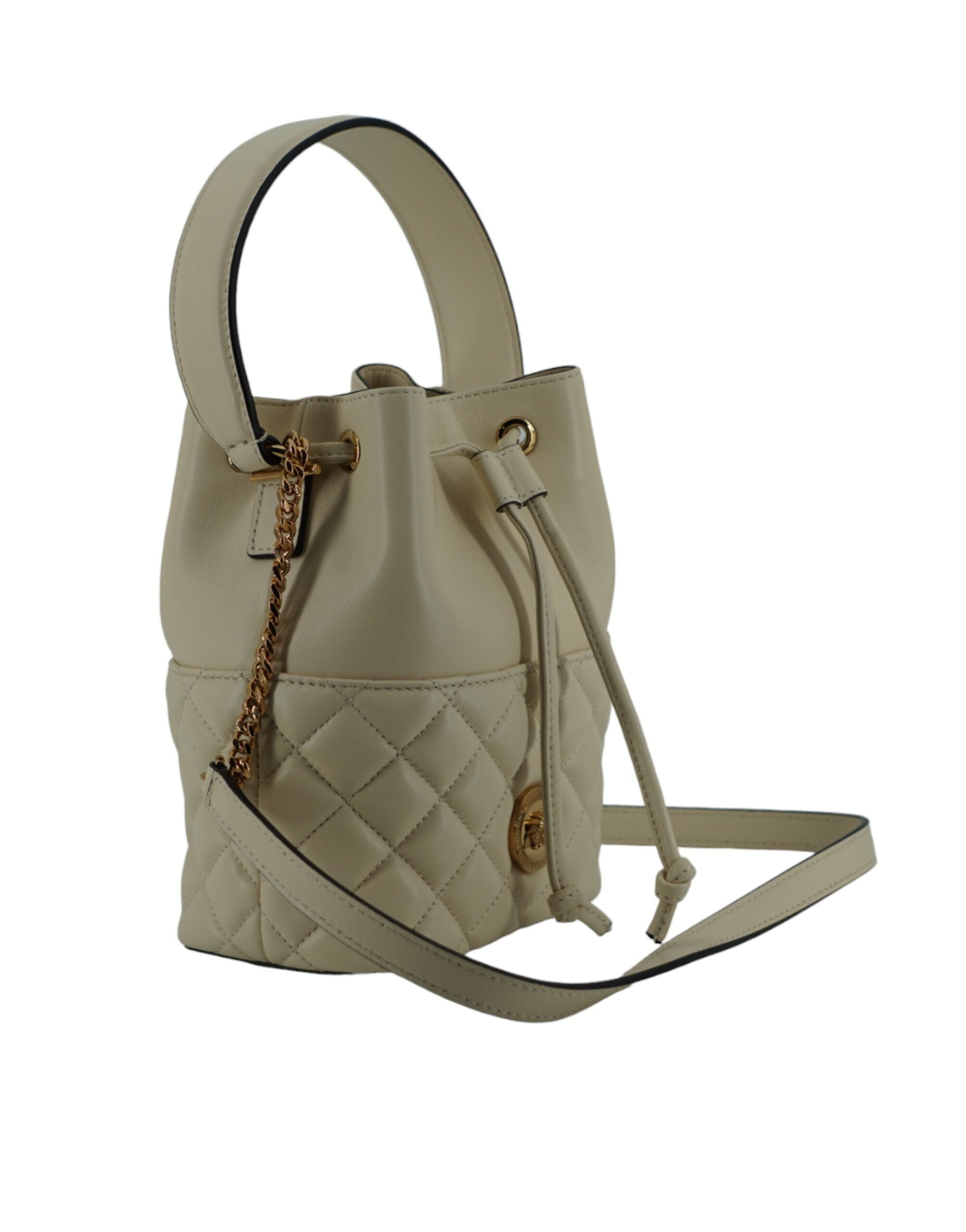 Versace Elegant Small Bolsa de Ombro em Couro Branco