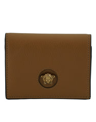 Carteira de couro compacta Versace Elegante em marrom