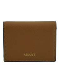 Carteira de couro compacta Versace Elegante em marrom