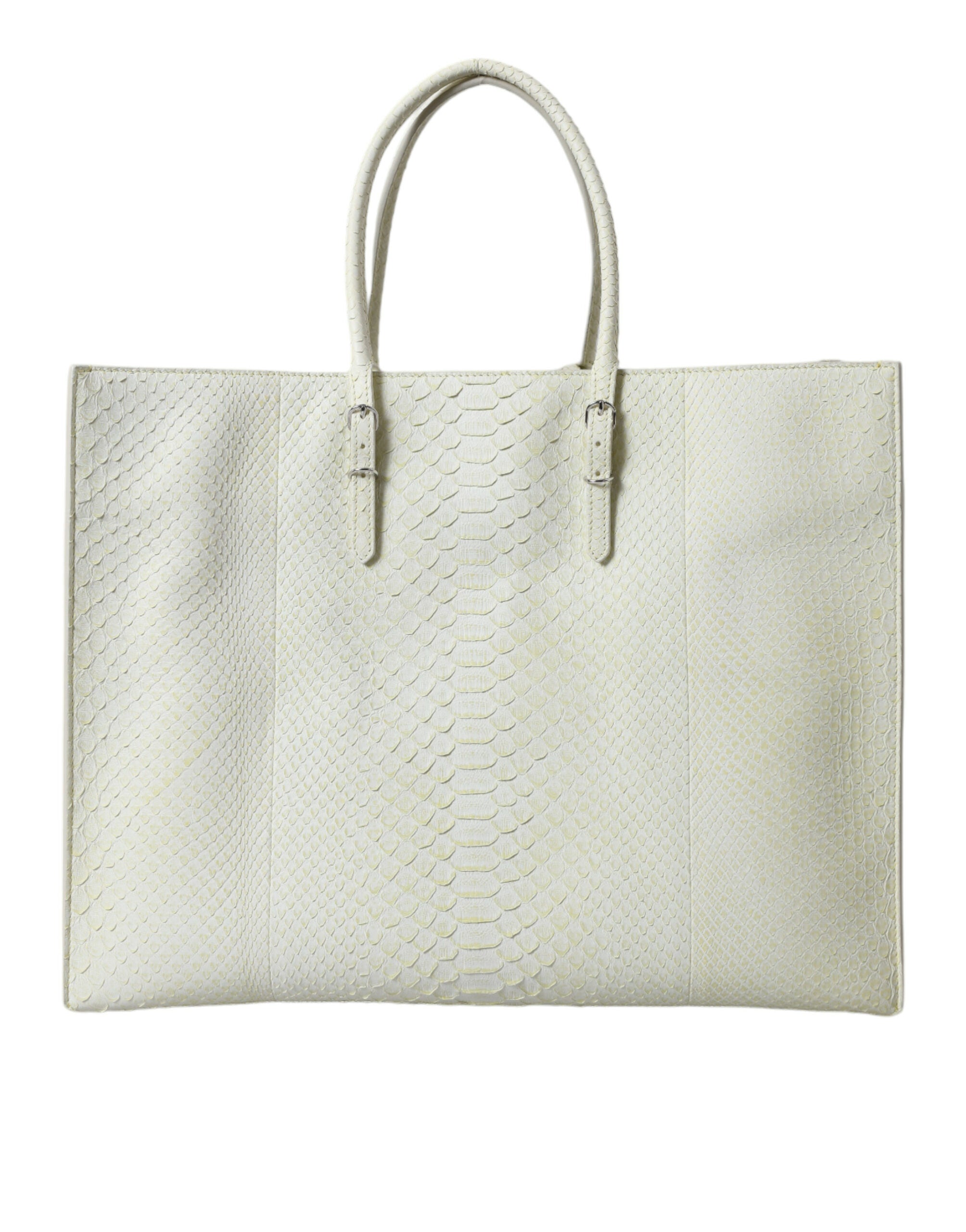 Bolsa tote Balenciaga Chic Python em couro branco e amarelo