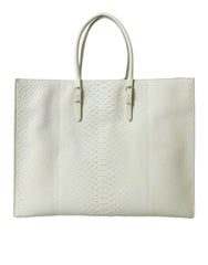 Bolsa tote Balenciaga Chic Python em couro branco e amarelo