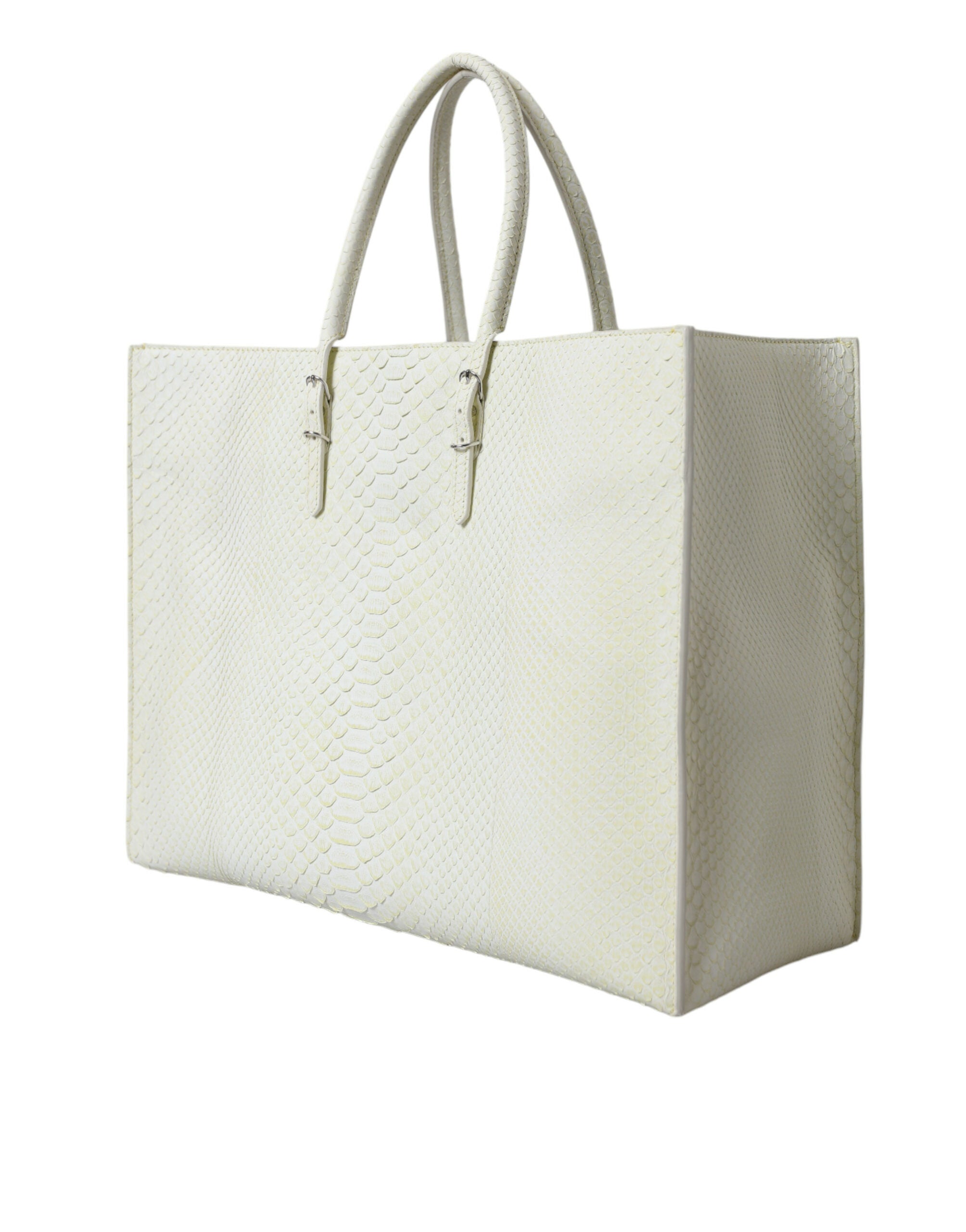 Bolsa tote Balenciaga Chic Python em couro branco e amarelo