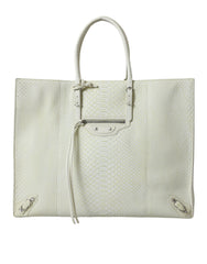 Bolsa tote Balenciaga Chic Python em couro branco e amarelo