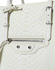 Bolsa tote Balenciaga Chic Python em couro branco e amarelo