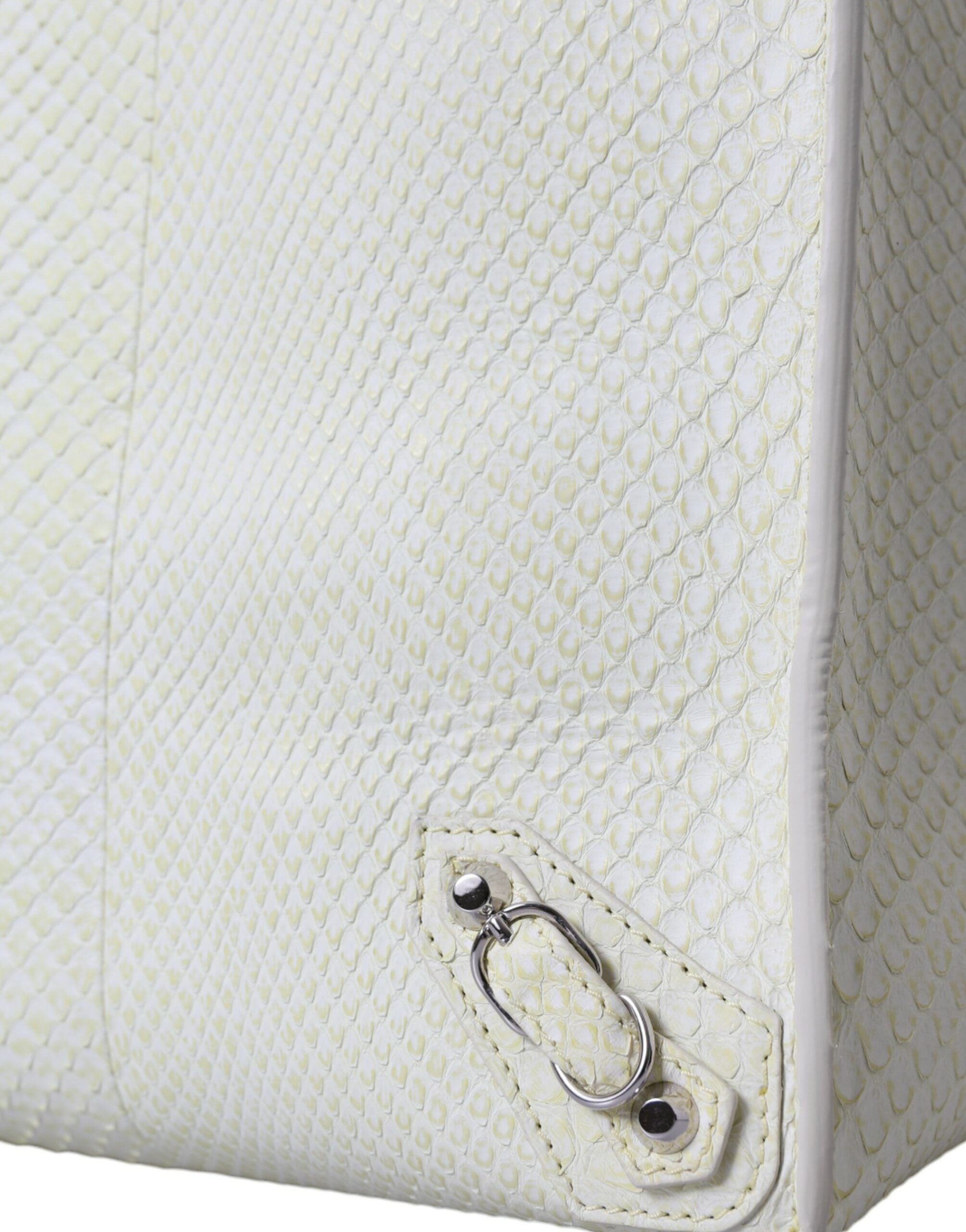 Bolsa tote Balenciaga Chic Python em couro branco e amarelo