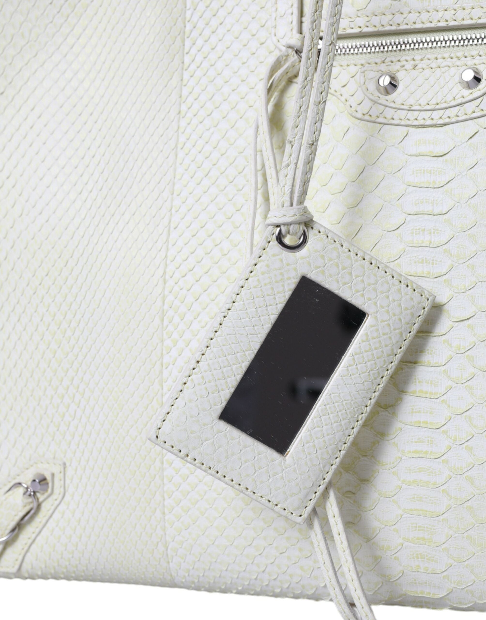 Bolsa tote Balenciaga Chic Python em couro branco e amarelo