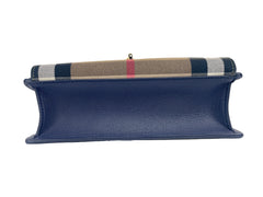 Bolsa transversal pequena Burberry Macken Regency Blue House Check de couro