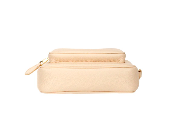 Bolsa transversal pequena Burberry em couro granulado rosa pêssego para câmera