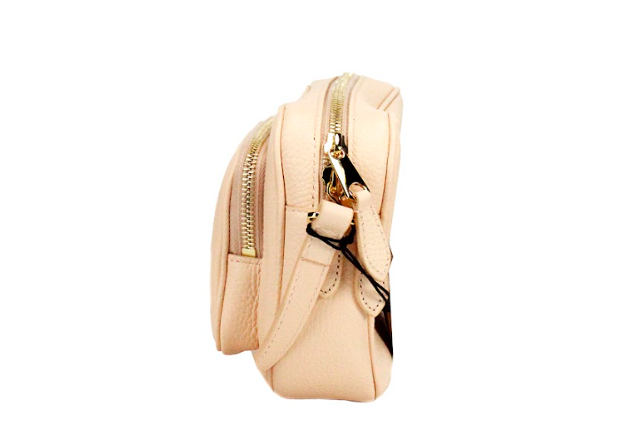 Bolsa transversal pequena Burberry em couro granulado rosa pêssego para câmera