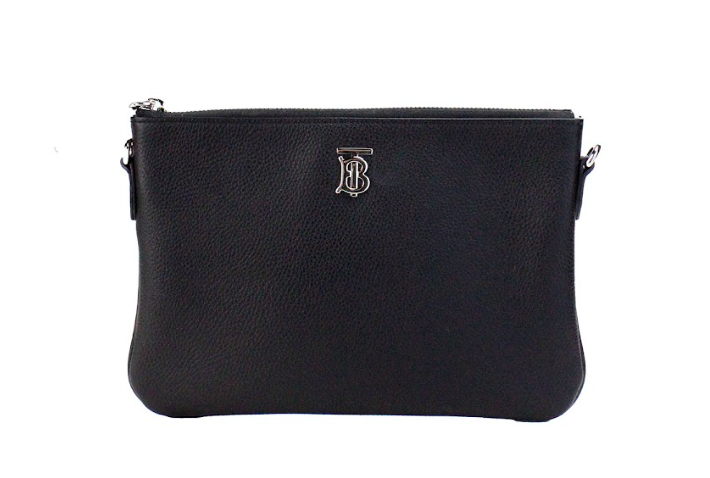 Bolsa transversal Burberry Peyton Monogram em couro preto