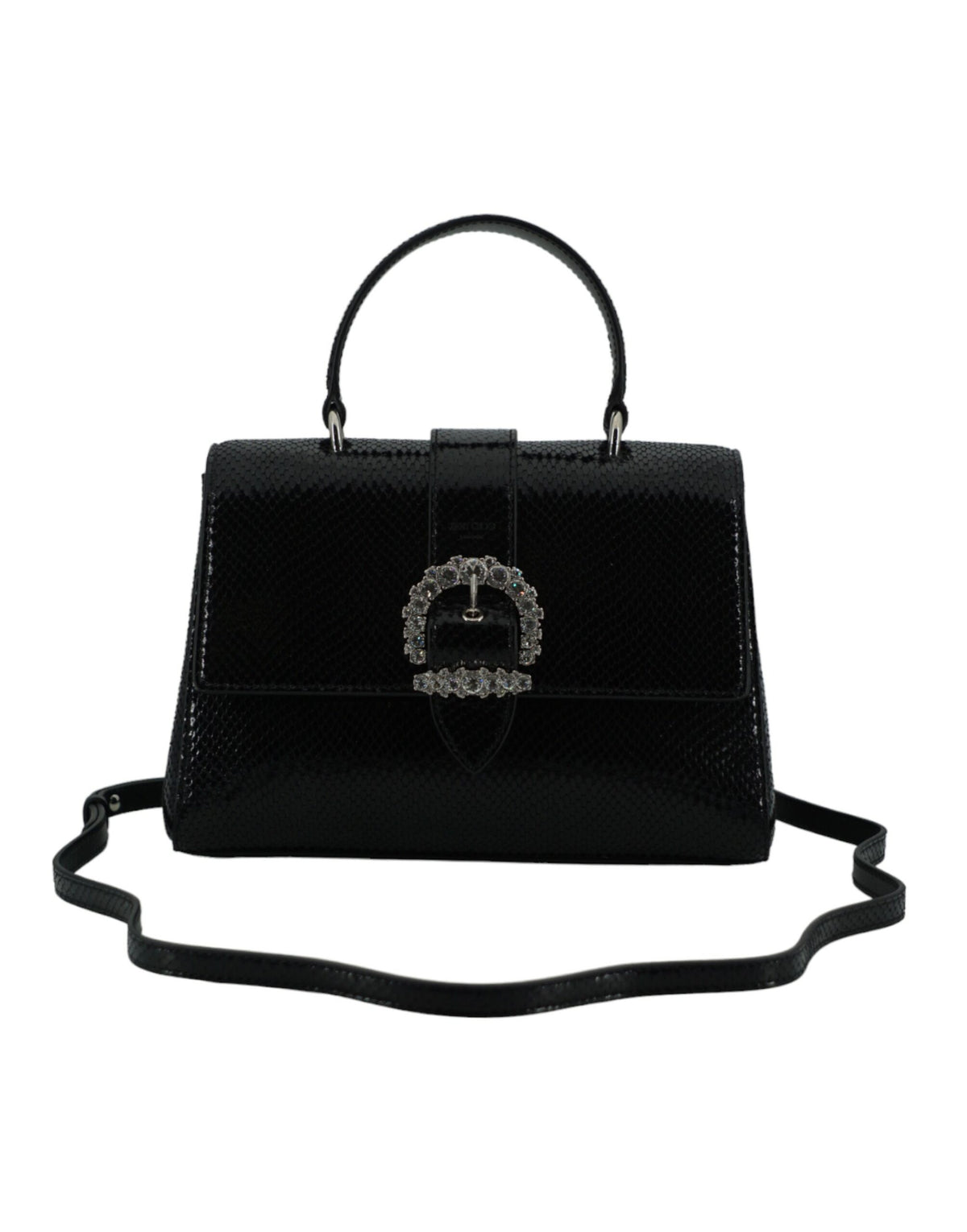Bolsa de ombro Jimmy Choo preta de couro com alça superior
