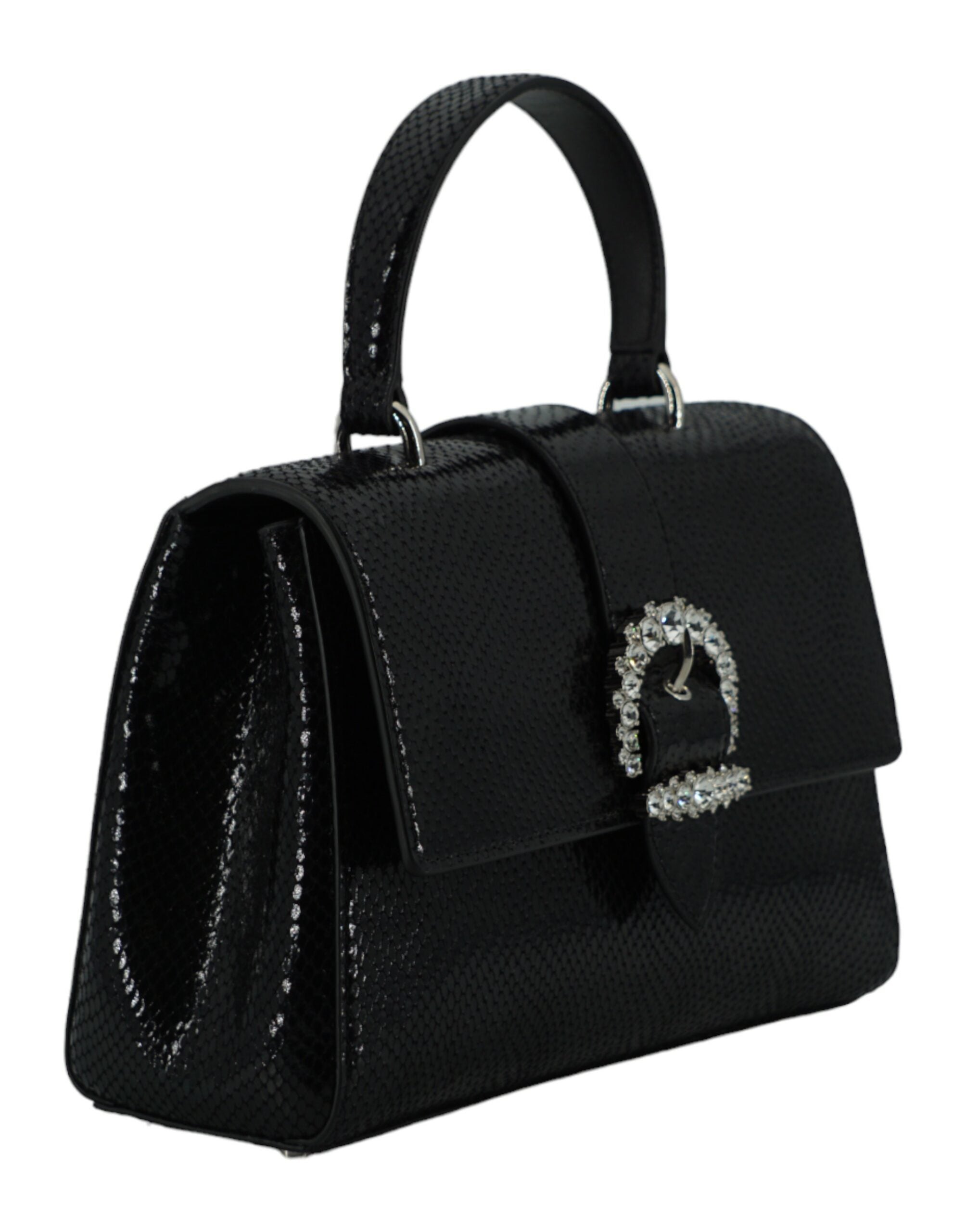 Bolsa de ombro Jimmy Choo preta de couro com alça superior