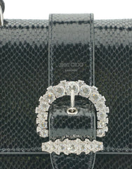 Bolsa de ombro Jimmy Choo preta de couro com alça superior