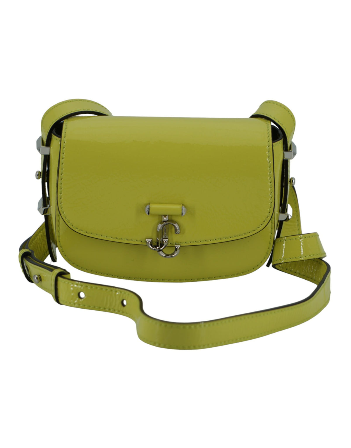 Bolsa de ombro pequena de couro amarelo-lima Jimmy Choo