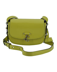 Bolsa de ombro pequena de couro amarelo-lima Jimmy Choo