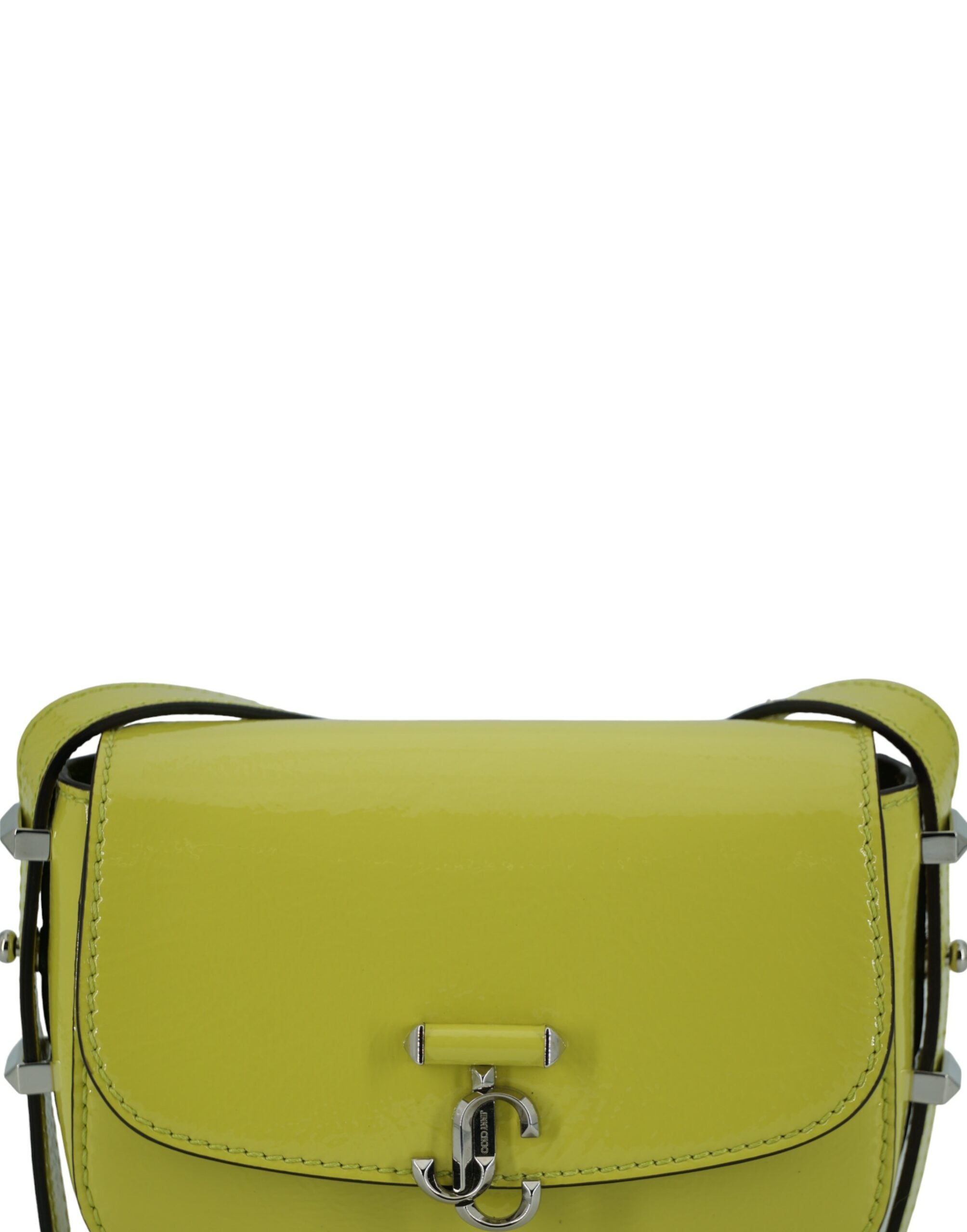 Bolsa de ombro pequena de couro amarelo-lima Jimmy Choo