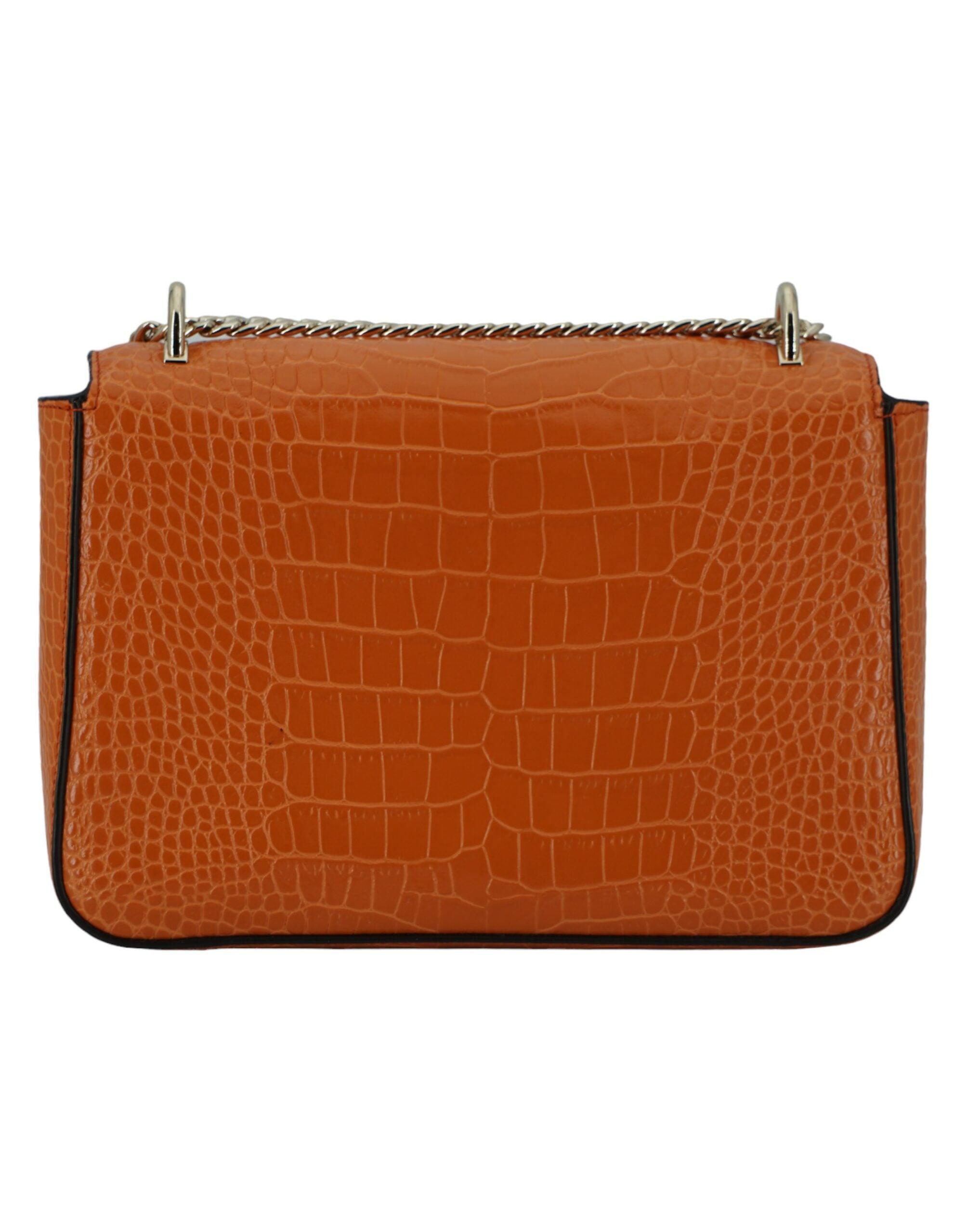 Bolsa de ombro de couro Jimmy Choo âmbar laranja