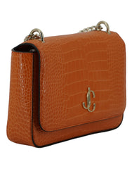 Bolsa de ombro de couro Jimmy Choo âmbar laranja