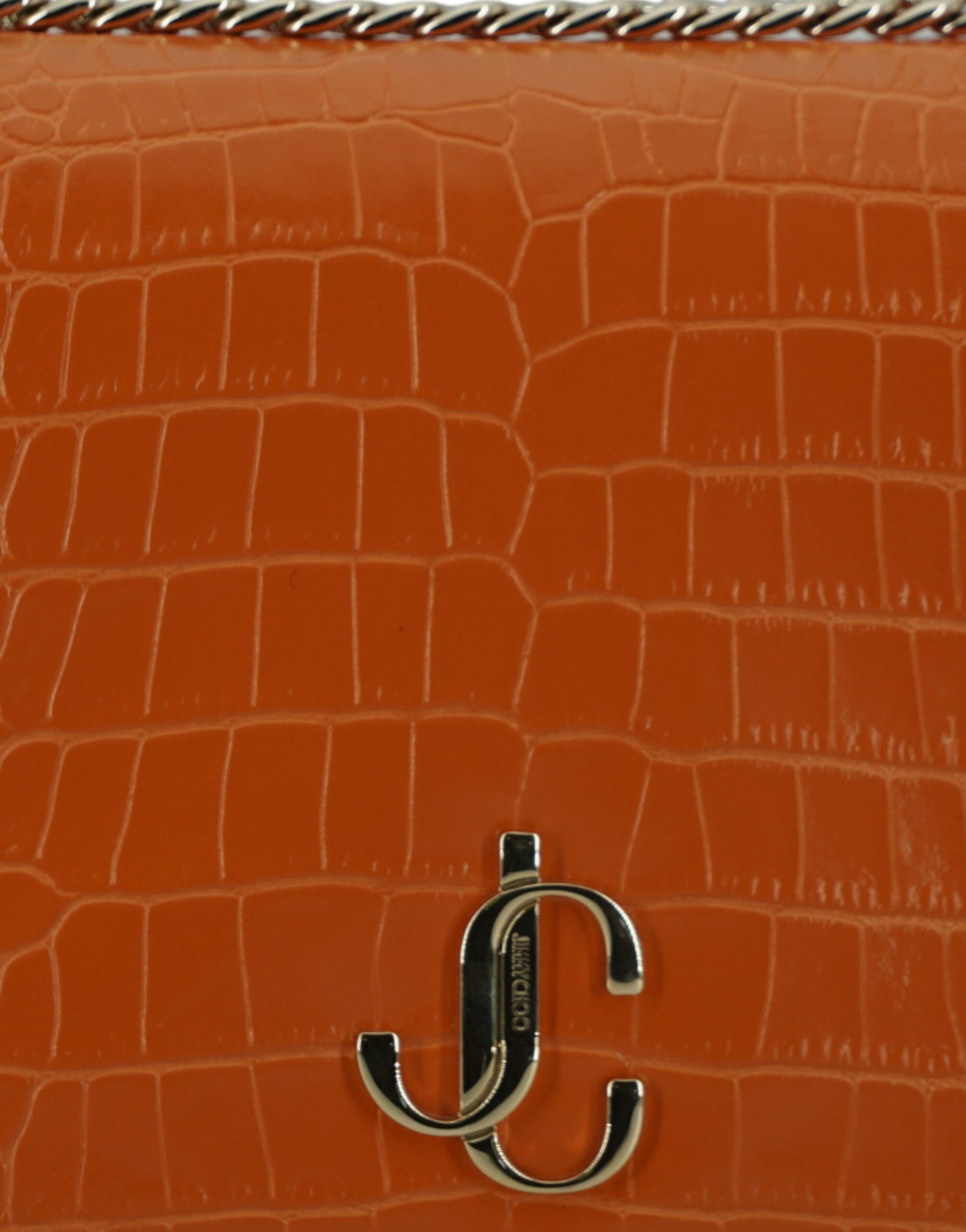 Bolsa de ombro de couro Jimmy Choo âmbar laranja