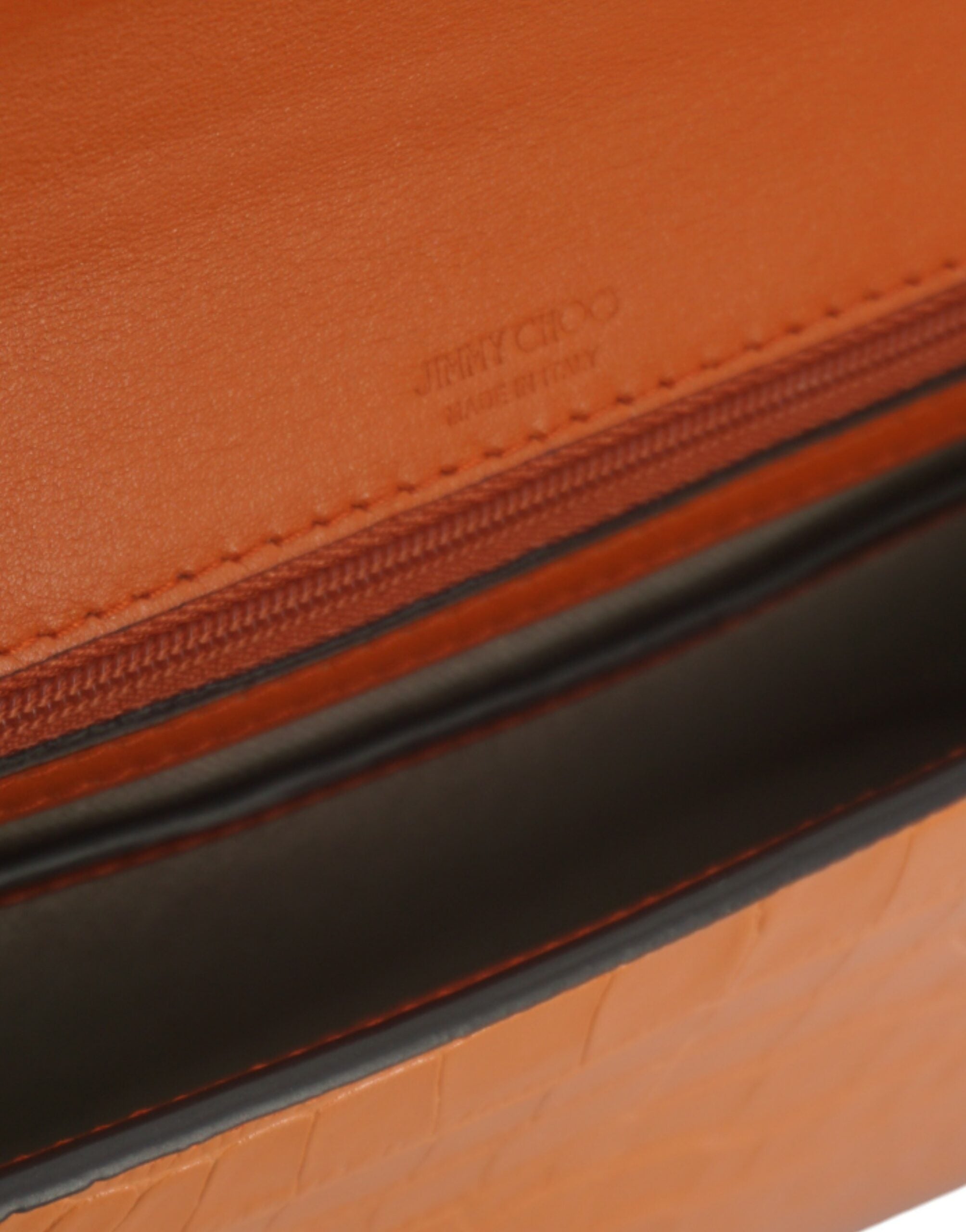 Bolsa de ombro de couro Jimmy Choo âmbar laranja