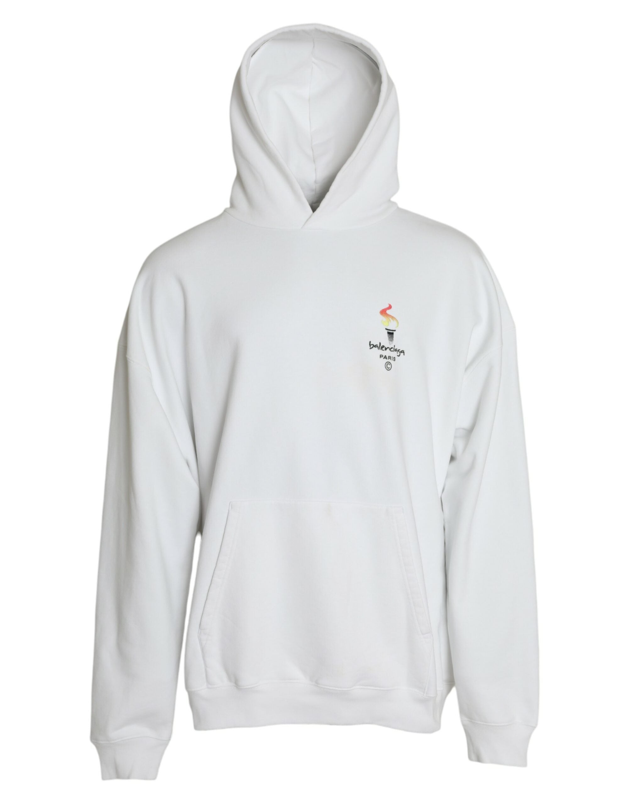 Balenciaga Suéter com capuz e logotipo de algodão branco