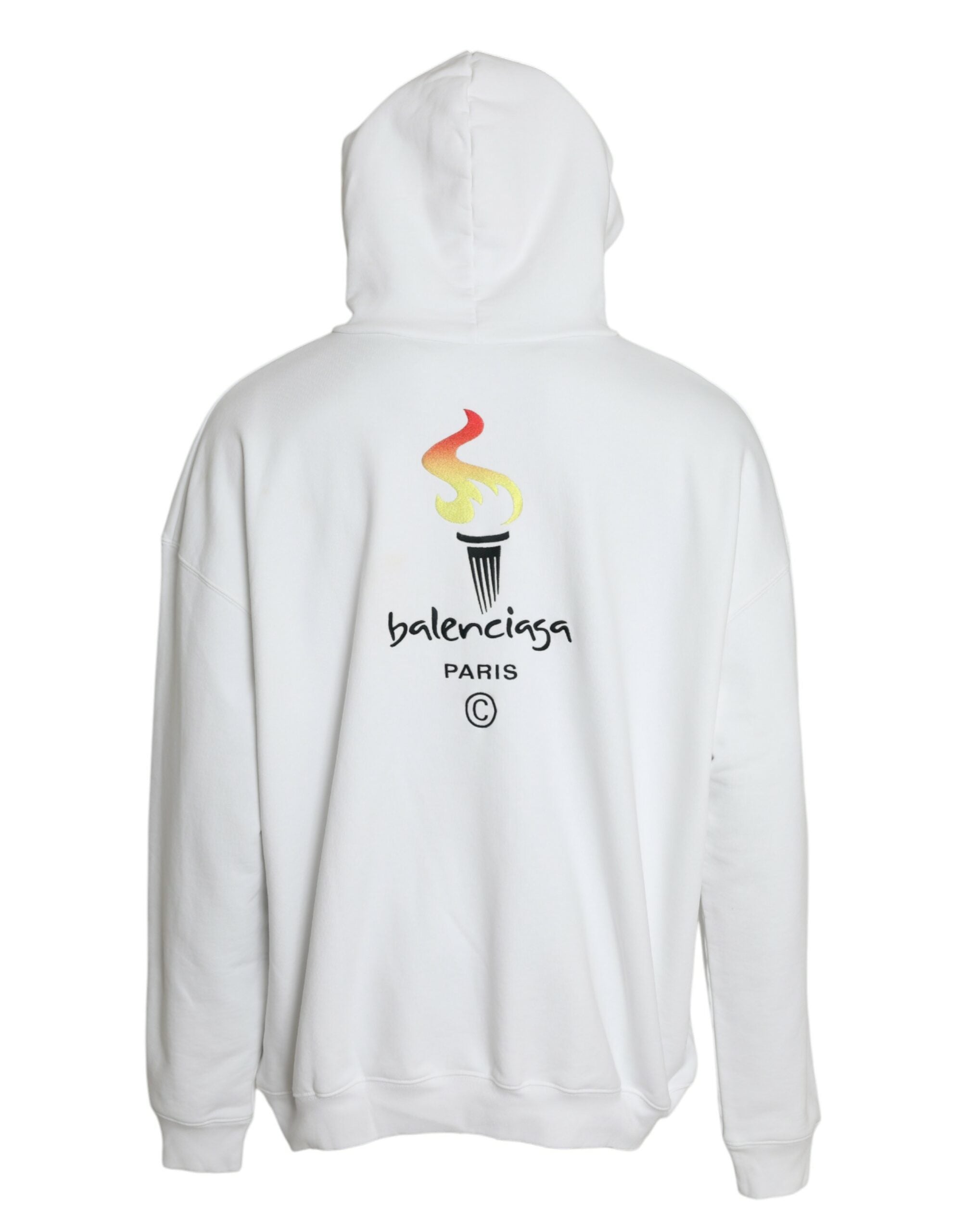 Balenciaga Suéter com capuz e logotipo de algodão branco