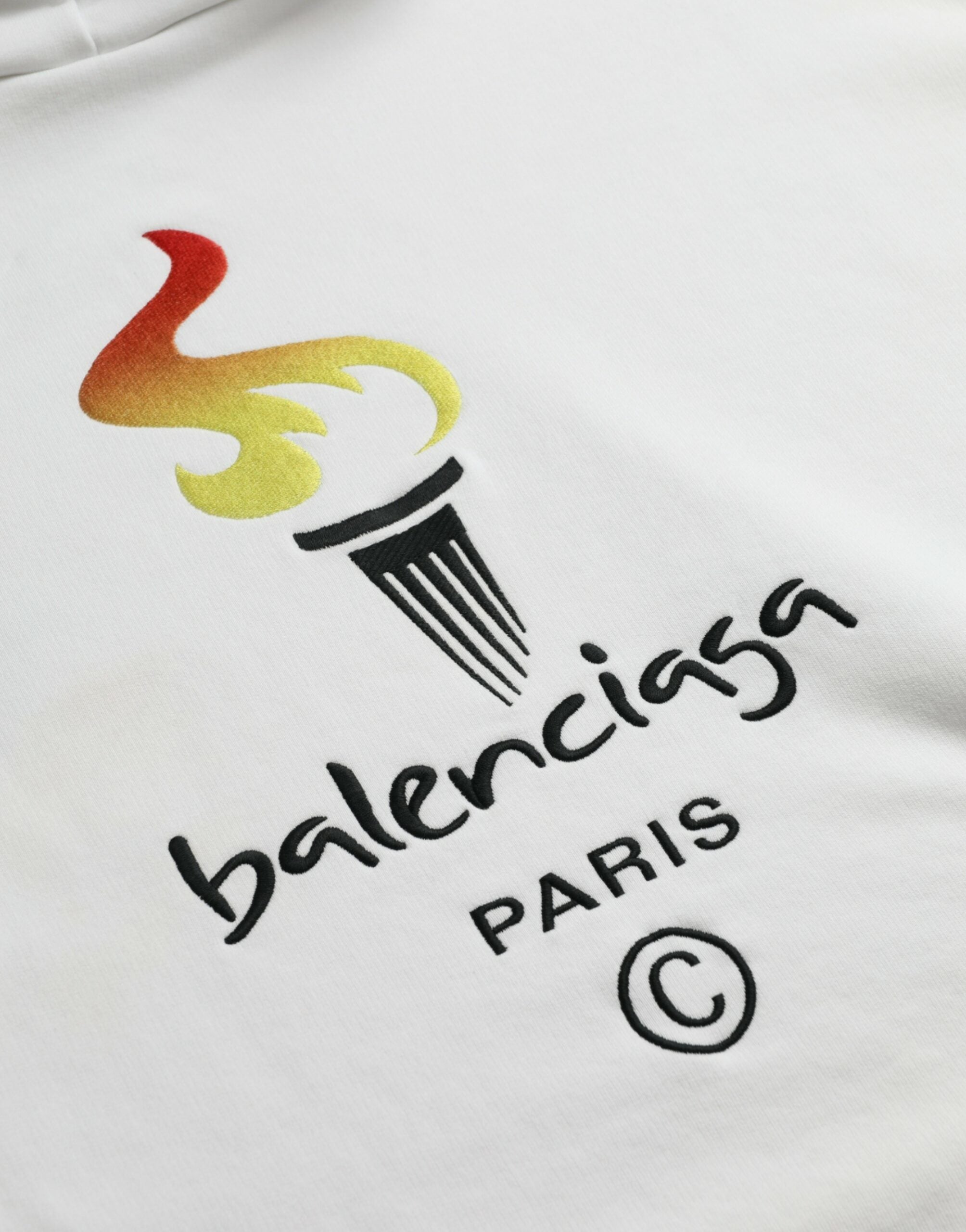 Balenciaga Suéter com capuz e logotipo de algodão branco