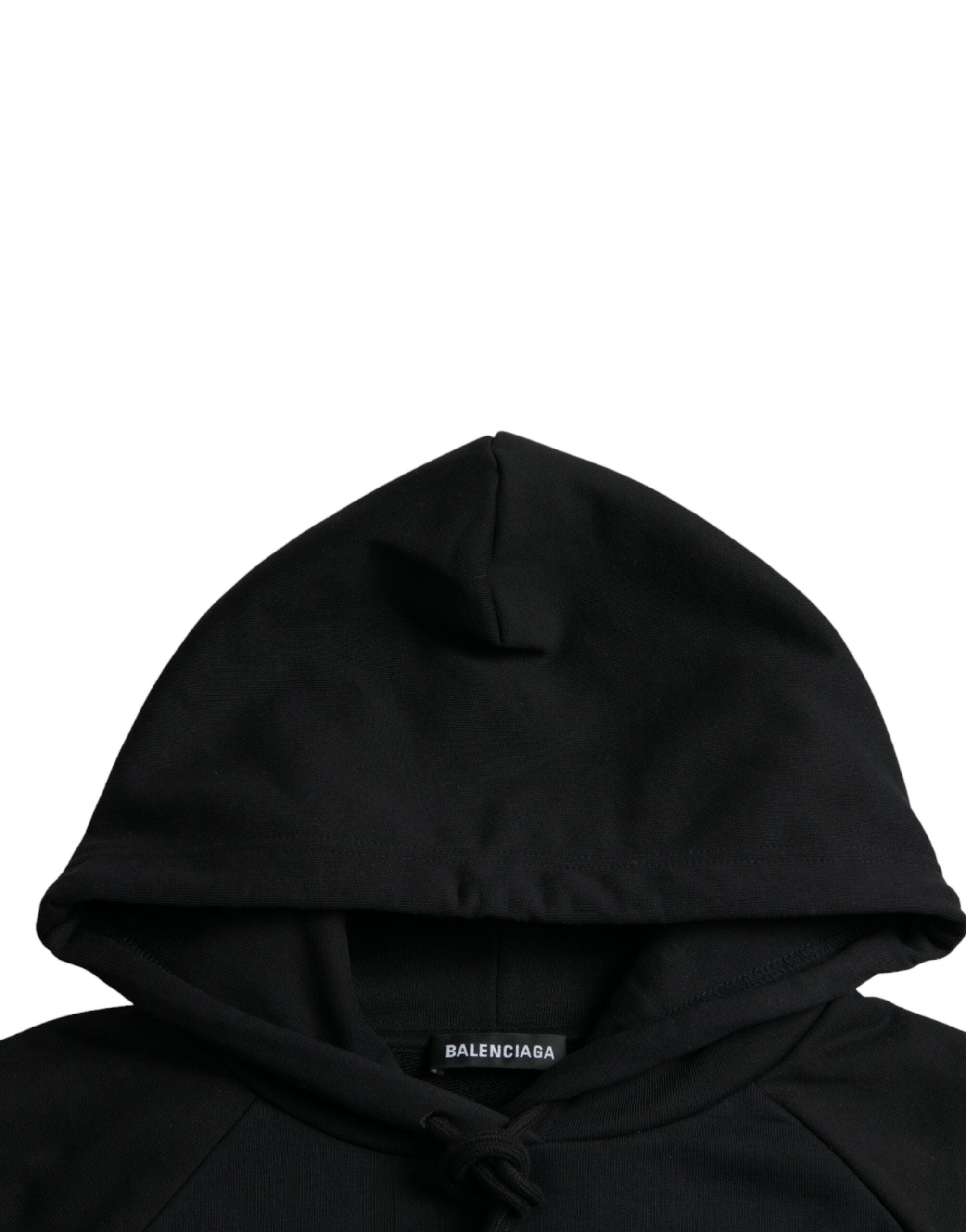 Balenciaga Suéter com capuz e logotipo de algodão preto