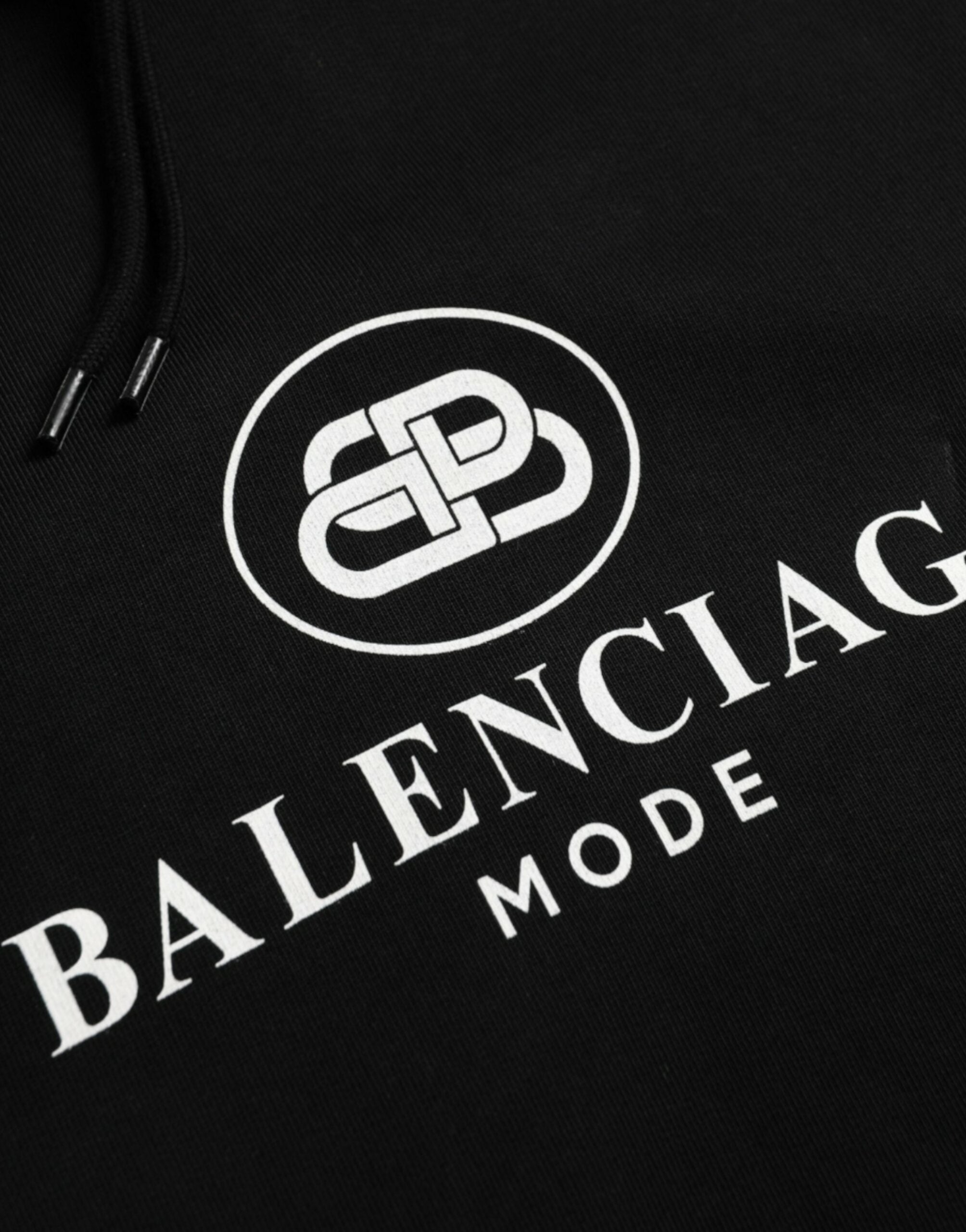 Balenciaga Suéter com capuz e logotipo de algodão preto
