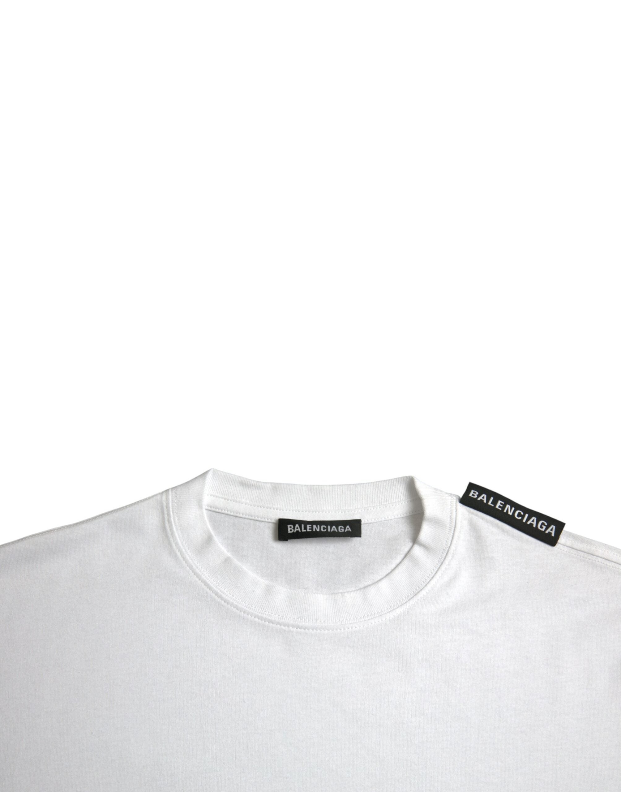 Camiseta Balenciaga Off White de Algodão e Gola Redonda
