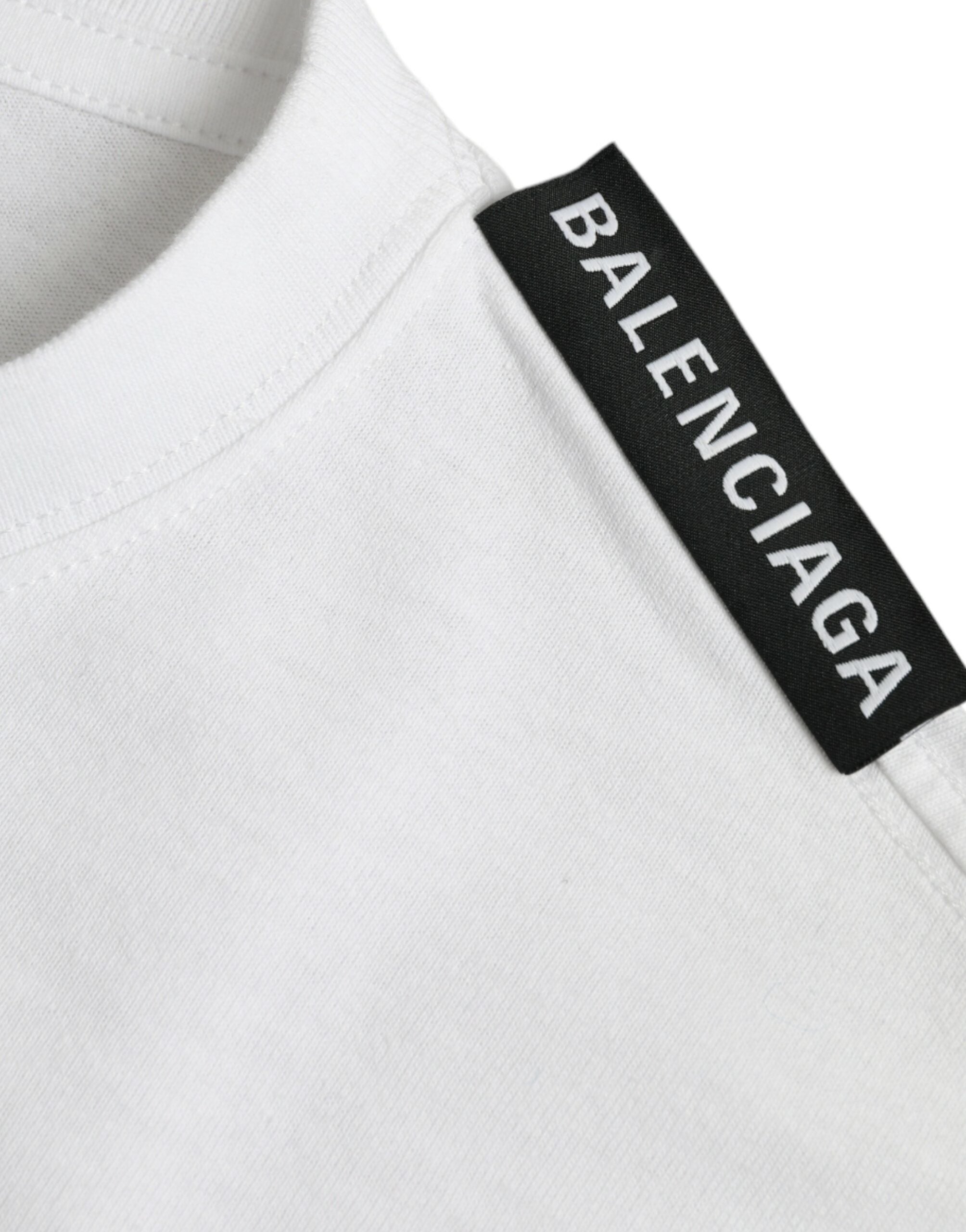 Camiseta Balenciaga Off White de Algodão e Gola Redonda