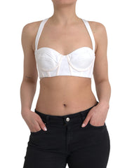 Versace Top curto sem mangas de viscose branca