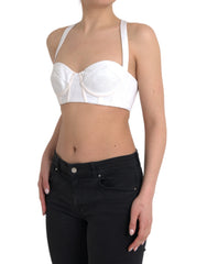 Versace Top curto sem mangas de viscose branca