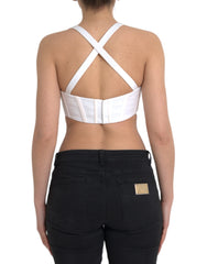 Versace Top curto sem mangas de viscose branca