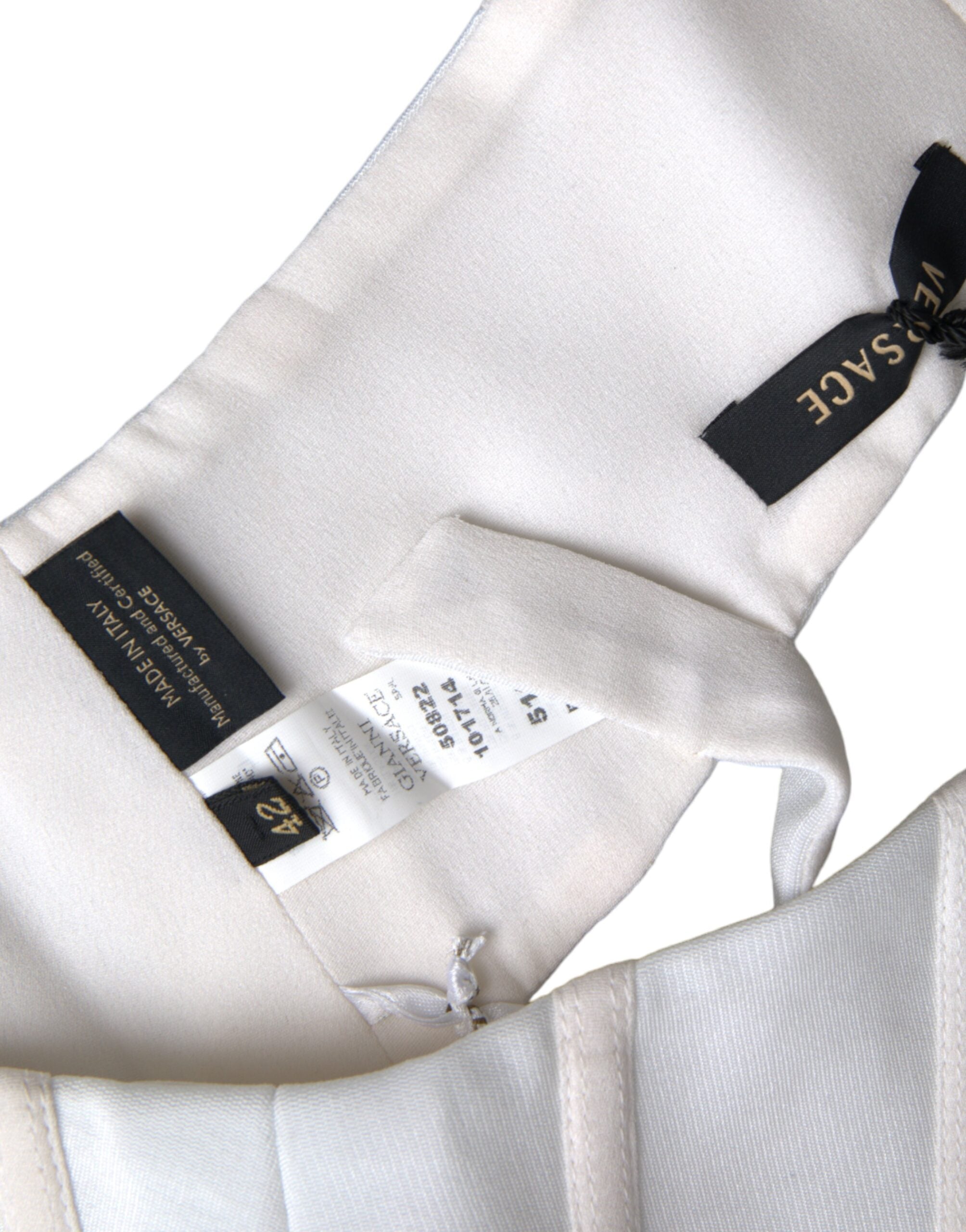 Versace Top curto sem mangas de viscose branca