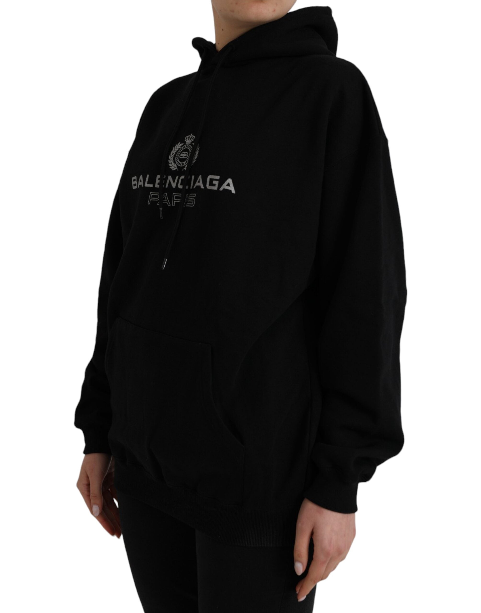 Balenciaga Suéter com capuz e logotipo de algodão preto