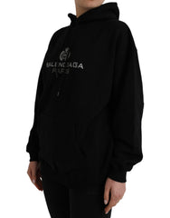 Balenciaga Suéter com capuz e logotipo de algodão preto