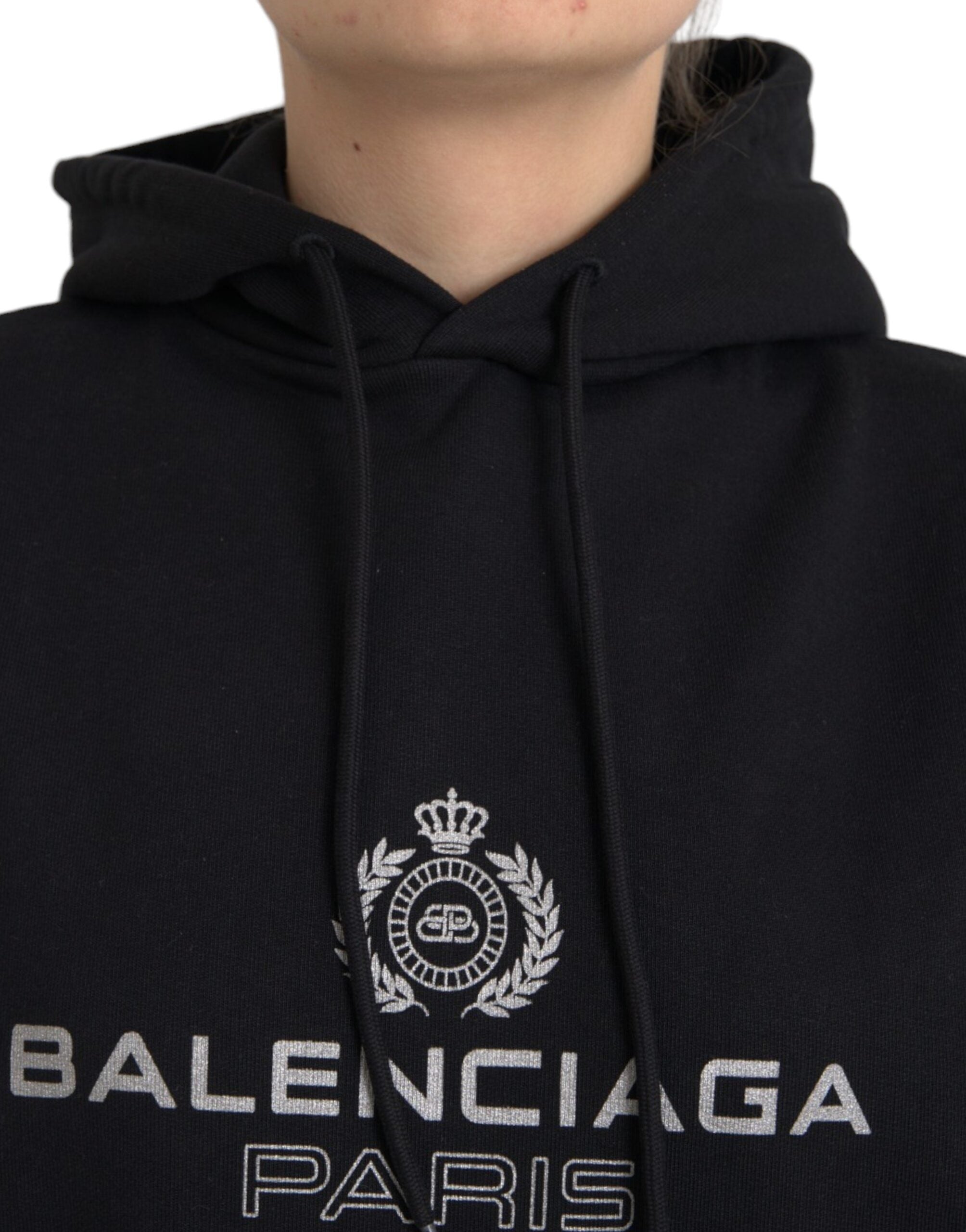 Balenciaga Suéter com capuz e logotipo de algodão preto